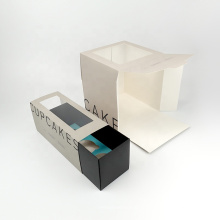 Senior Custom  foldable cardboard pastry cake box packaging with top transparent windows